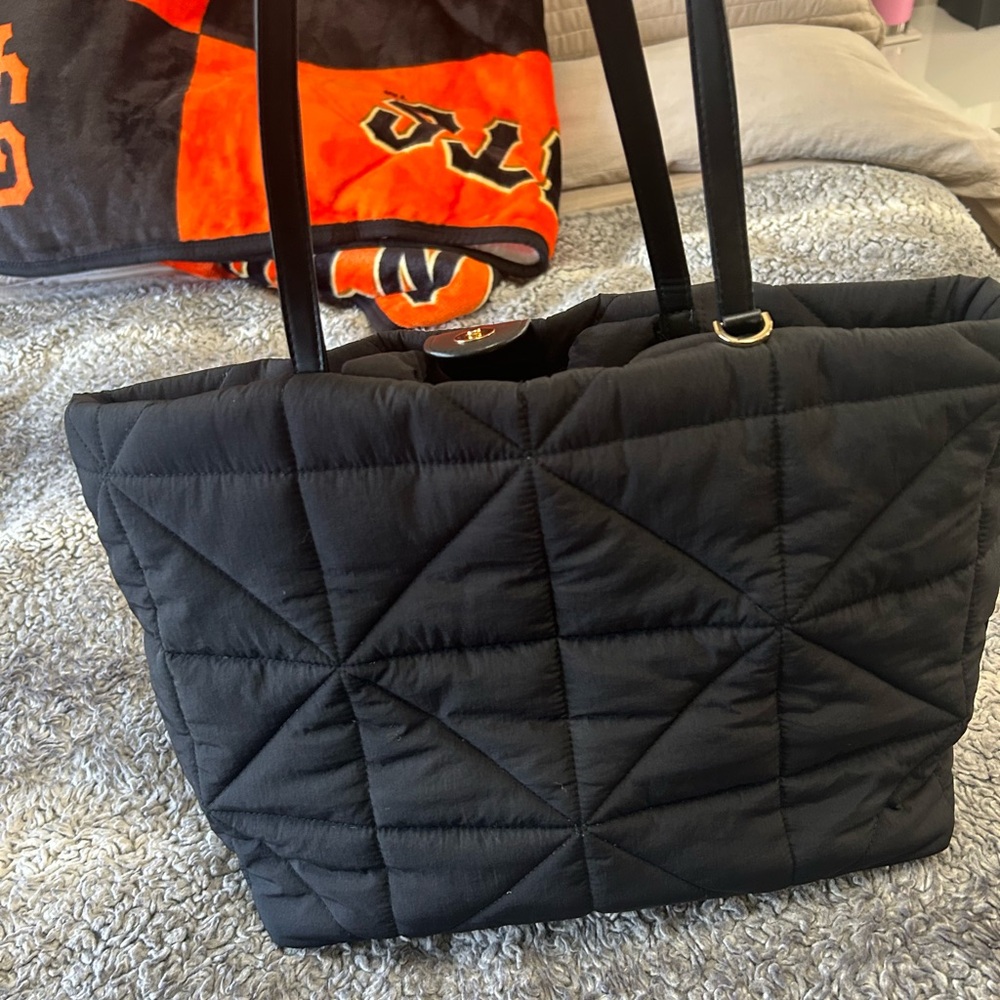 Black Quilted Tote Bag